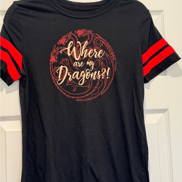 Black GOT T-Shirt with Where are my Dragons - Picture 1 of 2